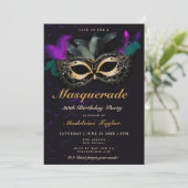 Masquerade Maskerade Roze Neon Black 30th Birthday Kaart (Staand voorkant)