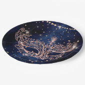 Masquerade maskerelegant roos goudglitter sparren papieren bordje (Gekanteld)