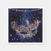 Masquerade maskerelegant roos goudglitter sparren servet (Voorkant)