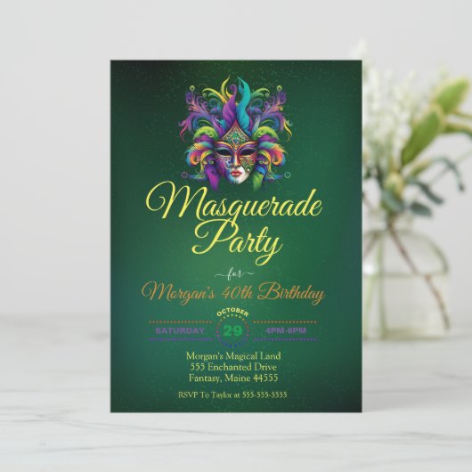 Masquerade maskerfeestdag kaart (Staand voorkant)