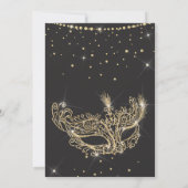 Masquerade maskergrijs goudglitter Sweet 16 Kaart (Achterkant)