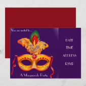 Masquerade maskerparty kaart (Voorkant / Achterkant)