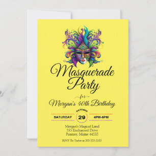 Masquerade maskerparty verjaardaguitnodiging kaart