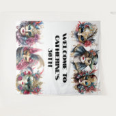 Masquerade maskers mannen vrouwen Venetiaanse carn Wandkleed (Voorkant (horizontaal))