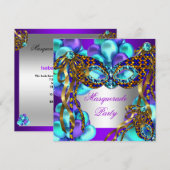 Masquerade Maskers Paars Blauwgroen Blauwe Dag Par Kaart (Voorkant / Achterkant)