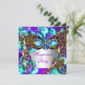Masquerade Maskers Paars Blauwgroen Blauwe Dag Par Kaart (Staand voorkant)