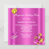 Masquerade maskers Roze Birthday Party Kaart (Achterkant)