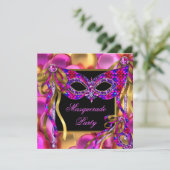 Masquerade maskers Roze Paars Blauwe Birthday Kaart (Staand voorkant)