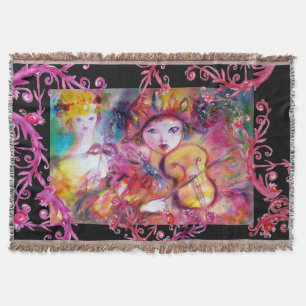 MASQUERADE MASKS, HARLEQUIN VIOLINIST Pink Floral Deken