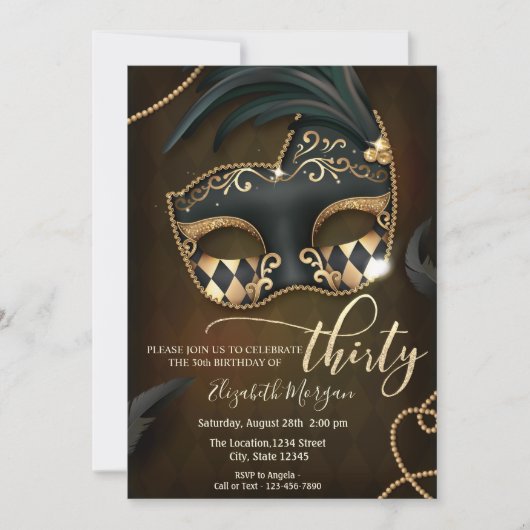 Masquerade, Masque 30th Birthday Kaart (Voorkant)