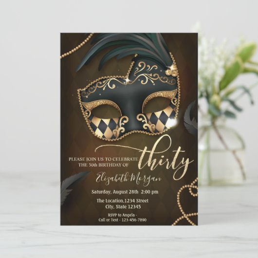 Masquerade, Masque 30th Birthday Kaart (Staand voorkant)