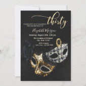 Masquerade, Masque Black 30th Birthday Kaart (Voorkant)