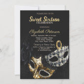 Masquerade, Masque, Black, Confetti Sweet 16 Kaart (Voorkant)
