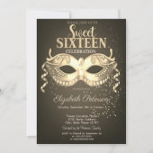 Masquerade,Masque,Confetti Sweet 16 Goud Kaart (Voorkant)