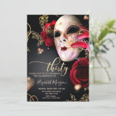 Masquerade, Masque Rode Rozen 30e Verjaardag Kaart (Staand voorkant)
