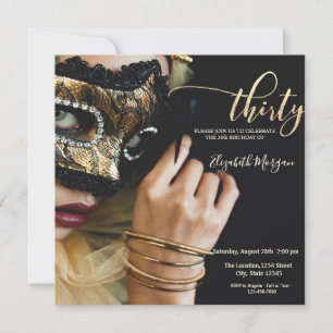 Masquerade Meisje Masker Zwart 30e Verjaardag Kaart