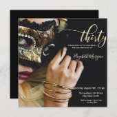 Masquerade Meisje Masque Zwart 30ste Verjaardag Kaart (Voorkant / Achterkant)