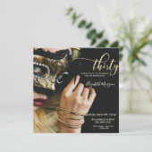 Masquerade Meisje Masque Zwart 30ste Verjaardag Kaart (Staand voorkant)