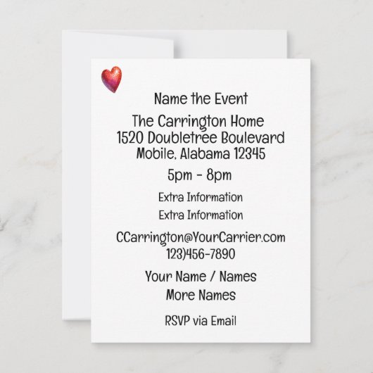 Masquerade Meisje Uitnodiging (Achterkant)