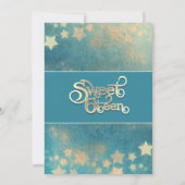 Masquerade moon & sterren kalligrafie zoete zestie kaart (Achterkant)