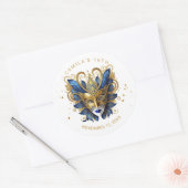 Masquerade Motief Sweet 16 Blauw Goud ID1032 Ronde Sticker (Envelop)