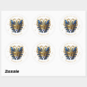 Masquerade Motief Sweet 16 Blauw Goud ID1032 Ronde Sticker (Vel)