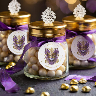Masquerade Motief Sweet 16 Paarse Goud ID1032 Ronde Sticker