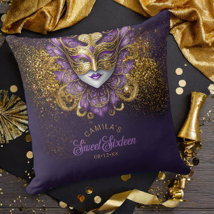 Masquerade Motief Sweet 16 Paarse Goud V2 ID1032 Kussen