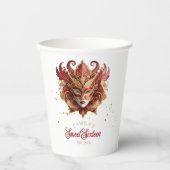 Masquerade Motief Sweet 16 Rood Goud ID1032 Papieren Bekers (Voorkant)