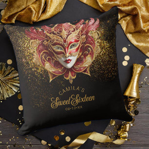 Masquerade Motief Sweet 16 Rood Goud V2 ID1032 Kussen
