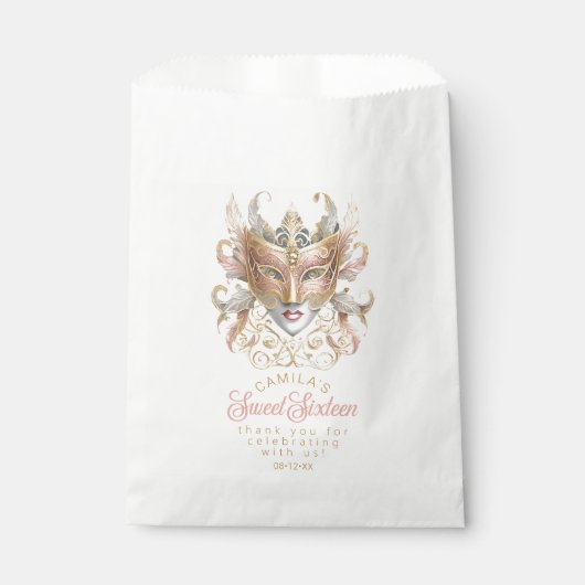 Masquerade Motief Sweet 16 Roos Gold ID1032 Bedankzakje (Voorkant)