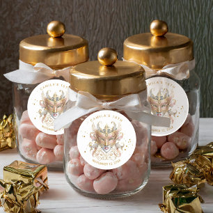 Masquerade Motief Sweet 16 Roos Gold ID1032 Ronde Sticker