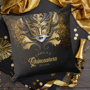 Masquerade Motief Sweet 16 Zwart Goud V2 ID1032 Kussen