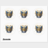 Masquerade Motif Quinceanera Blauw Goud ID1031 Ronde Sticker (Vel)