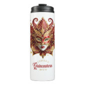 Masquerade Motif Quinceanera Rood Goud ID1031 Thermosbeker (Voorkant)