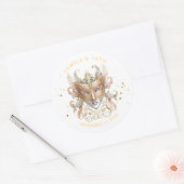 Masquerade Motif Quinceanera Roos Goud ID1031 Ronde Sticker (Envelop)