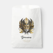 Masquerade Motif Quinceanera Zwart Goud ID1031 Bedankzakje (Voorkant)