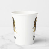 Masquerade Motif Quinceanera Zwart Goud ID1031 Papieren Bekers (Rechts)