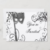 Masquerade Mystique BW Uitnodiging (Voorkant)