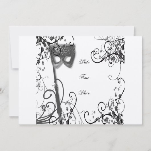 Masquerade Mystique BW Uitnodiging (Achterkant)