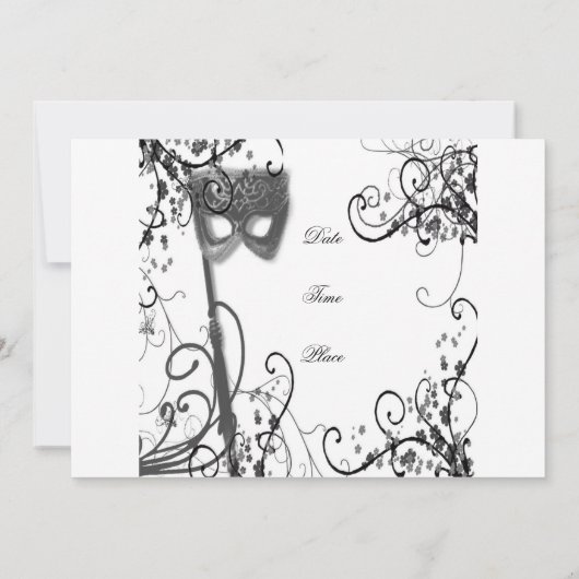 Masquerade Mystique BW Uitnodiging (Achterkant)
