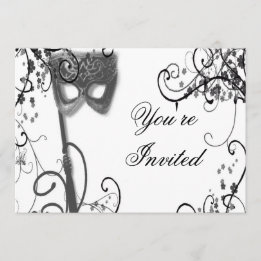 Masquerade Mystique BW Uitnodiging