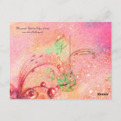 MASQUERADE NACHT Carnaval Musicus in Roze kostuum Briefkaart (Achterkant)