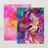 MASQUERADE NACHT Carnaval Musicus in Roze kostuum Briefkaart