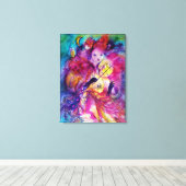 MASQUERADE NACHT Carnaval Musicus in Roze kostuum Canvas Afdruk (Insitu (Houten vloer))