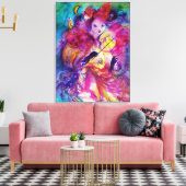 MASQUERADE NACHT Carnaval Musicus in Roze kostuum Canvas Afdruk (Insitu (Woonkamer))