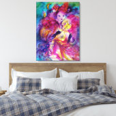 MASQUERADE NACHT Carnaval Musicus in Roze kostuum Canvas Afdruk (Insitu (Slaapkamer))
