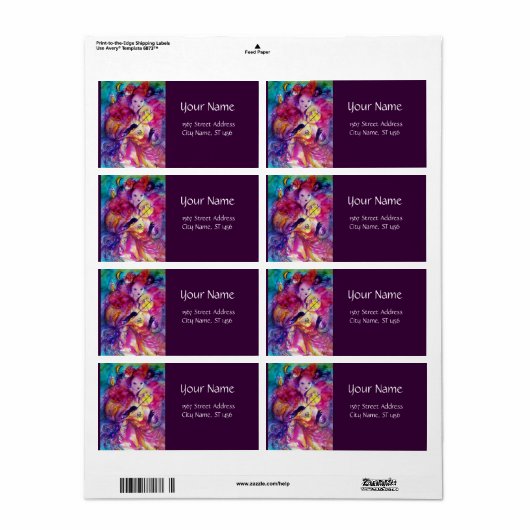 MASQUERADE NACHT Carnaval Musicus in Roze kostuum Etiket (Full Sheet)