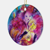 MASQUERADE NACHT Carnaval Musicus in Roze kostuum Keramisch Ornament (Links)