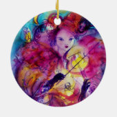 MASQUERADE NACHT Carnaval Musicus in Roze kostuum Keramisch Ornament (Achterkant)